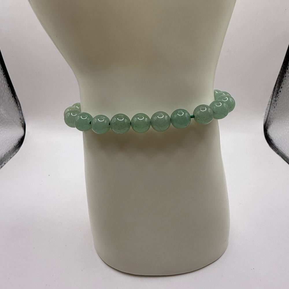 Translucent Green Jade Women's Stretch Bracelet Green Jadeite Fine Quality - Picture 2 of 4